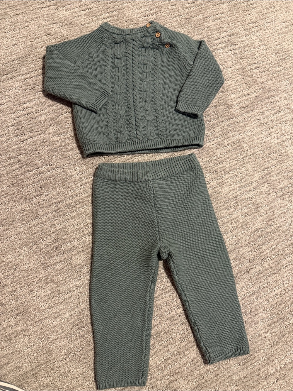 Cozy Knit Baby Sweater & Pants Set - Sage Green by Carterโs